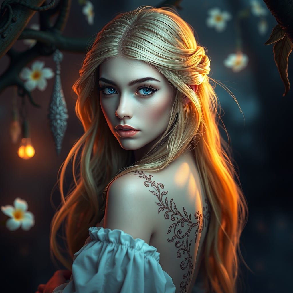 Serene Goddess in Ancient Forest Realm