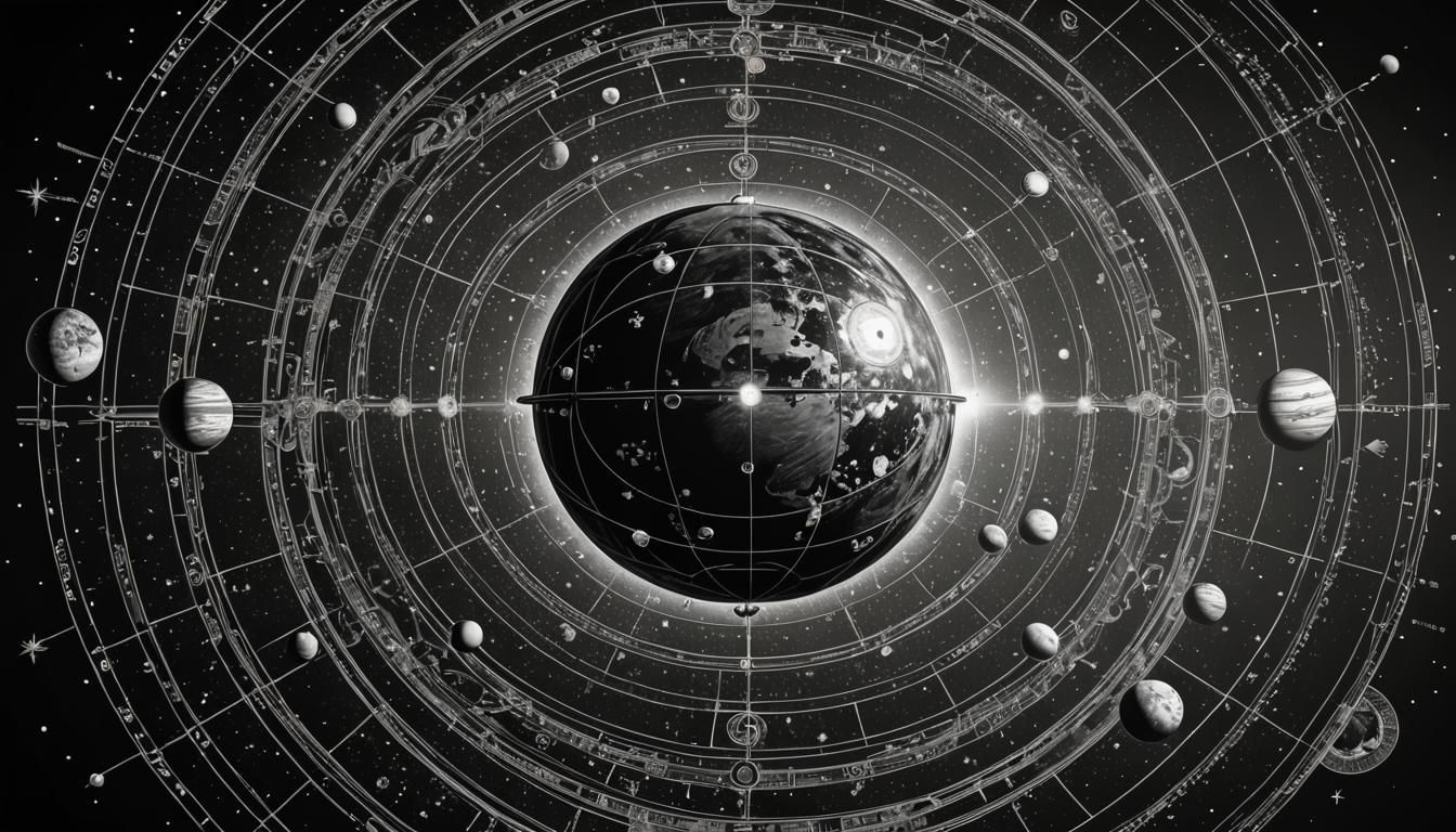 Solar System: Technical Drawing in Da Vinci Style