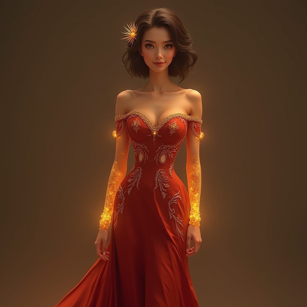 Stunning Sunstone Superhero in Elegant Prom Gown