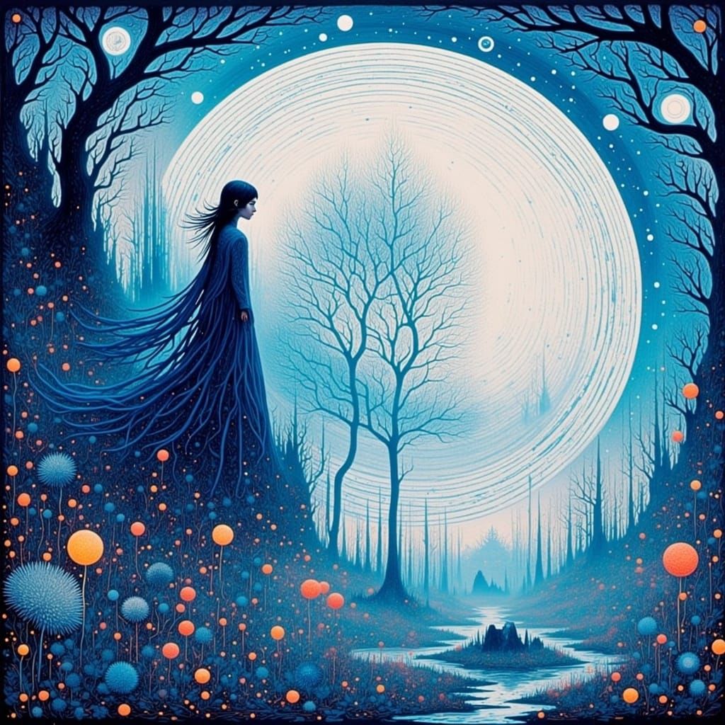 Ethereal Figure Emerges from Frozen Land