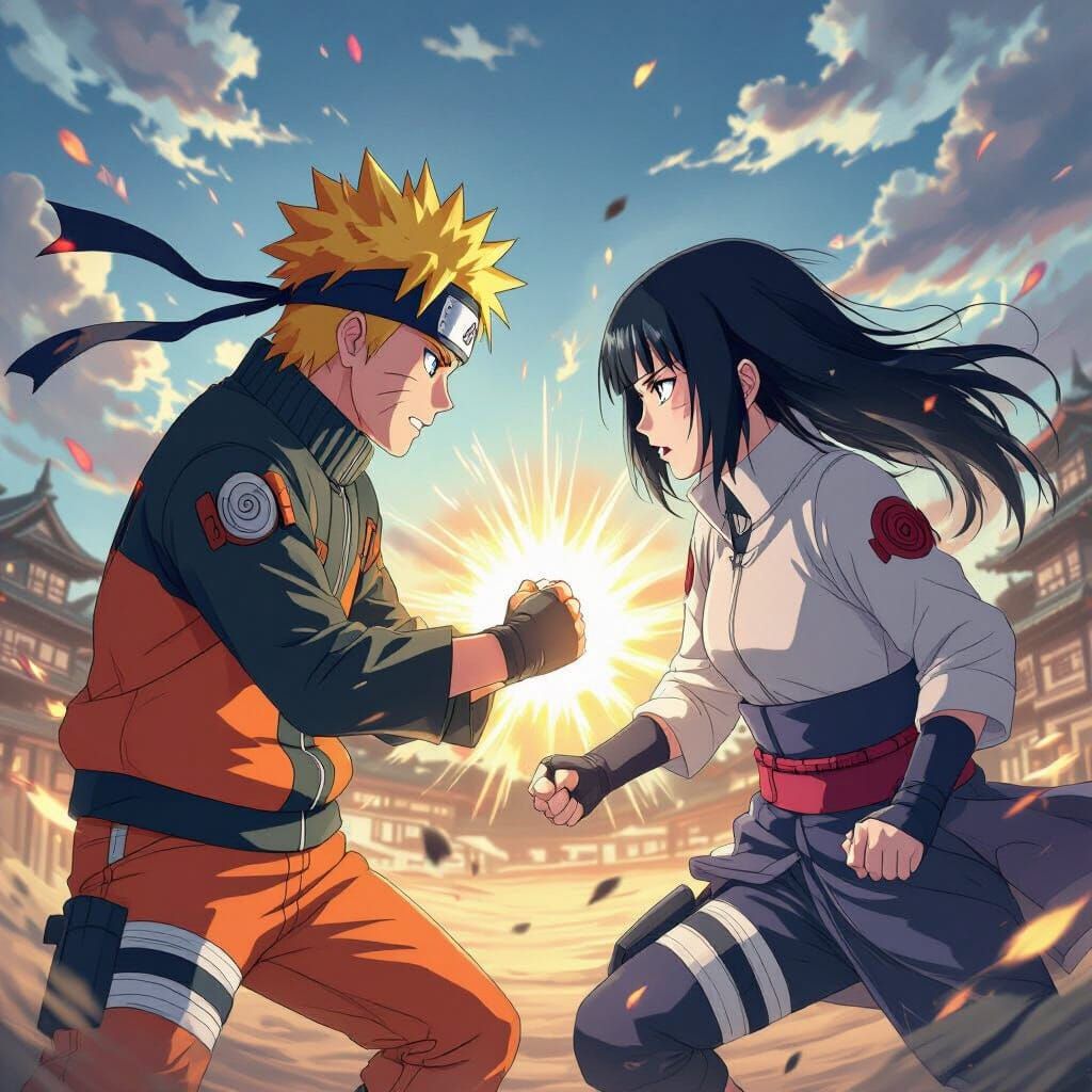 Naruto and Hinata: Intense Anime Fight Scene