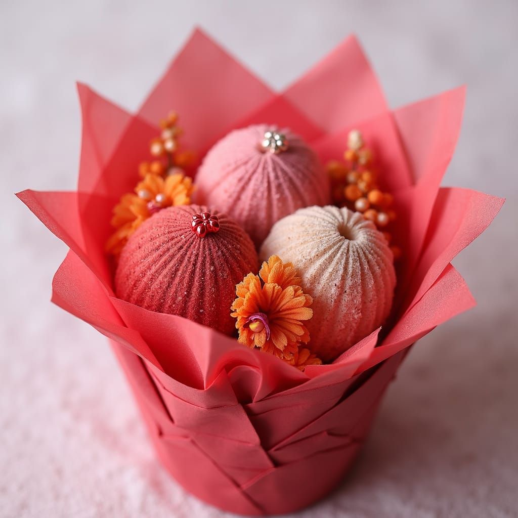 Colorful Truffles with Sugar Flowers in Watercolor Style