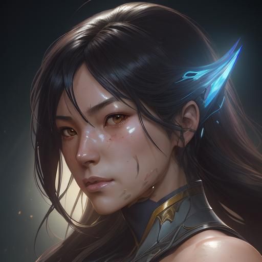 Lovely Japanese Superheroine Portrait in Artgerm Style