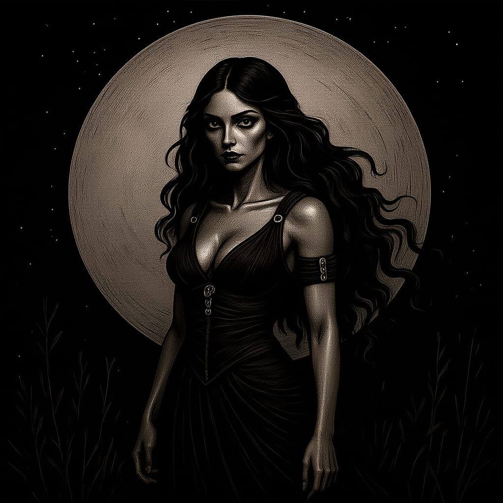 Lillith Woodcut Illustration