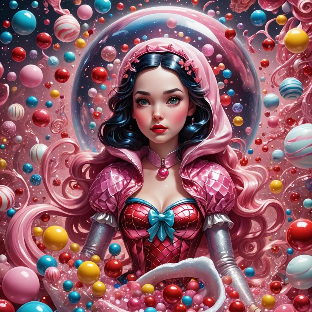 Snow White Space Mermaid in Candy Art Style