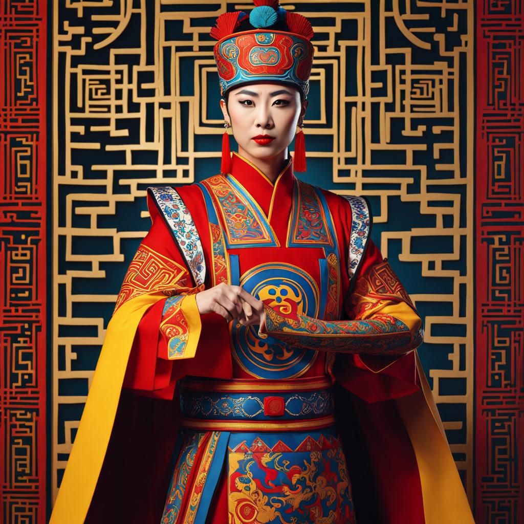 Peking Opera Actor in Keith Haring Style