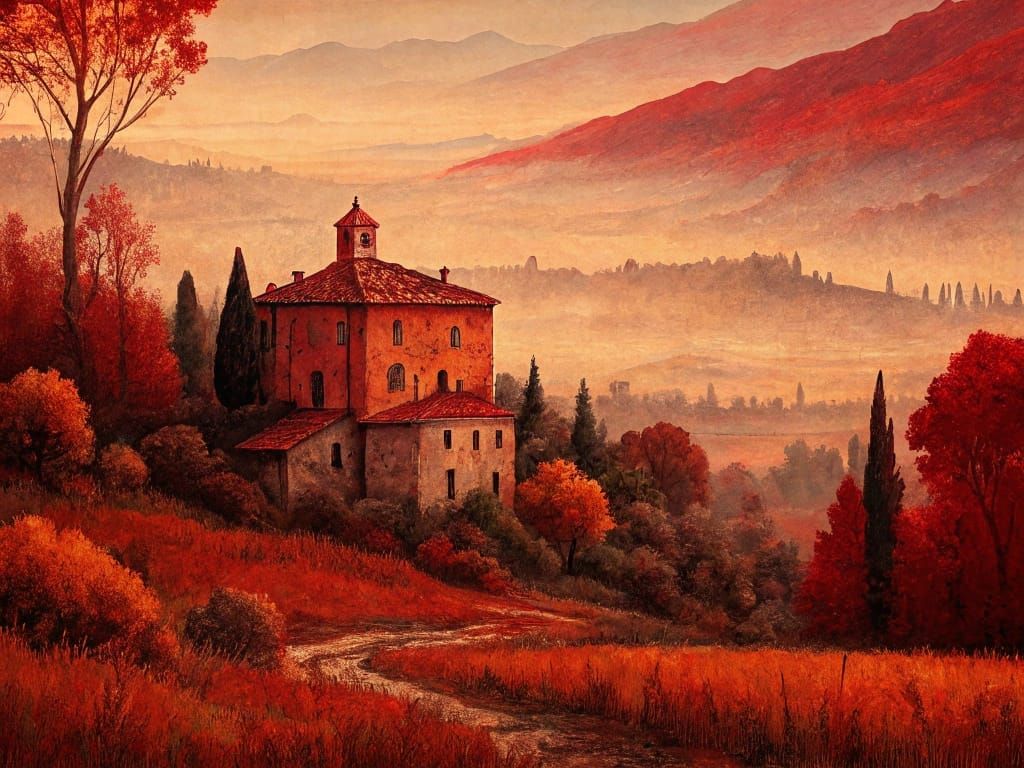 Vibrant Abstract Landscape in Warm Tones