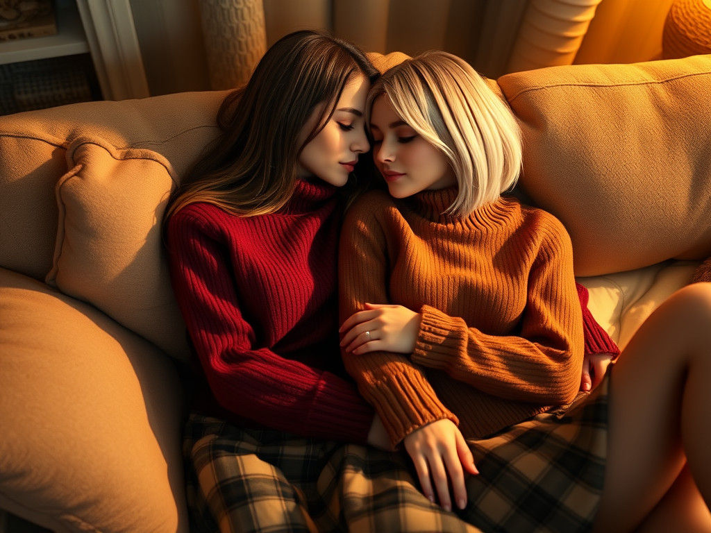 Intimate Portrait of Two Women in Cozy Living Room