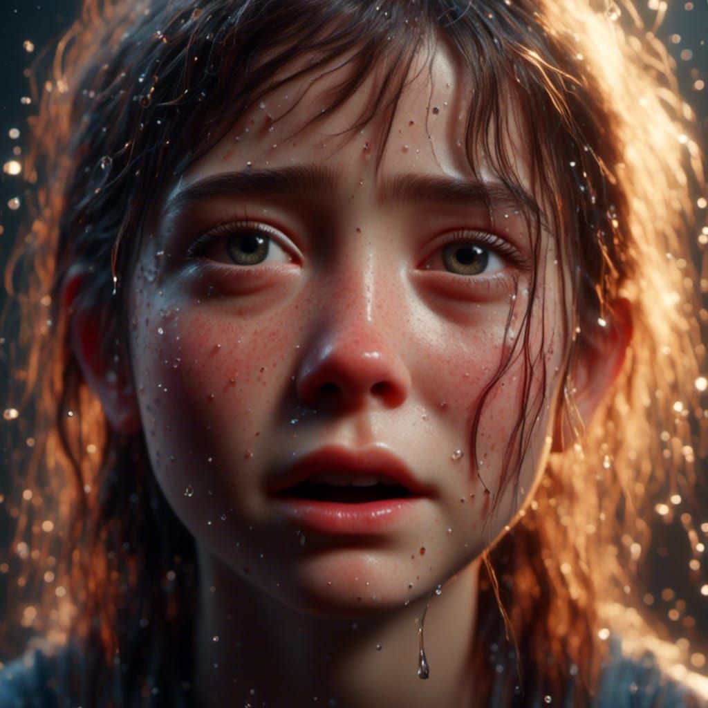 Emotional Portrait of a Crying Person in 8k