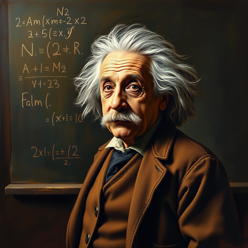 Einstein Portrait in Oil Glazing Technique