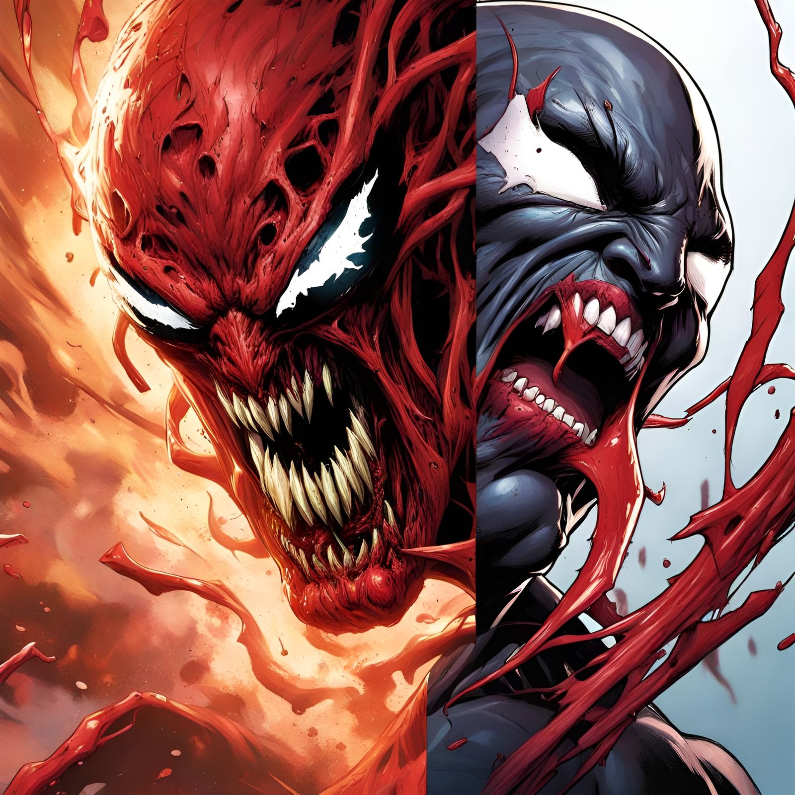 Hyperrealistic Carnage vs. Knull Splash Art