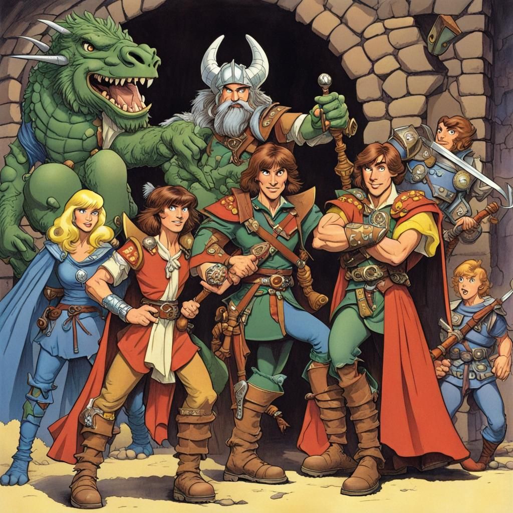 1980s Cartoon Dungeons and Dragons Scene
