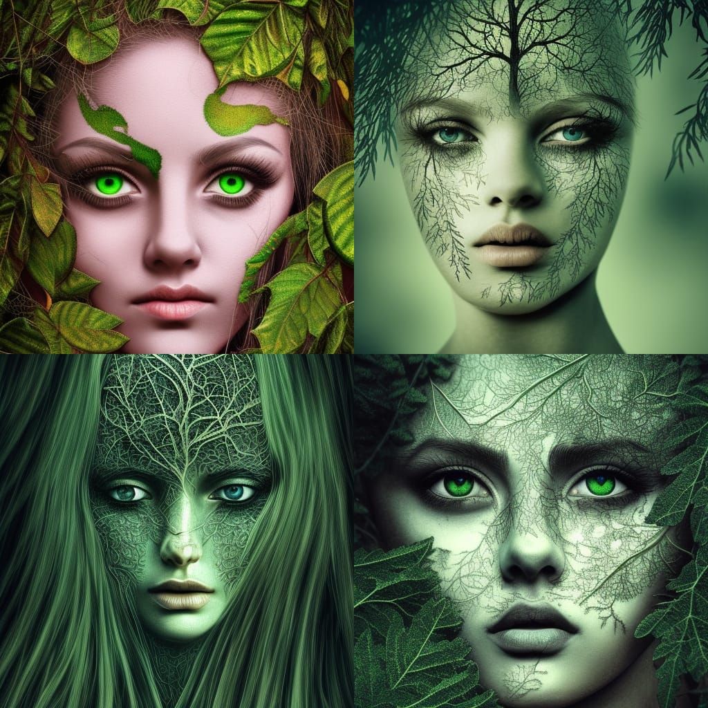 Tree Woman: Brutalist Photorealistic Airbrush Art