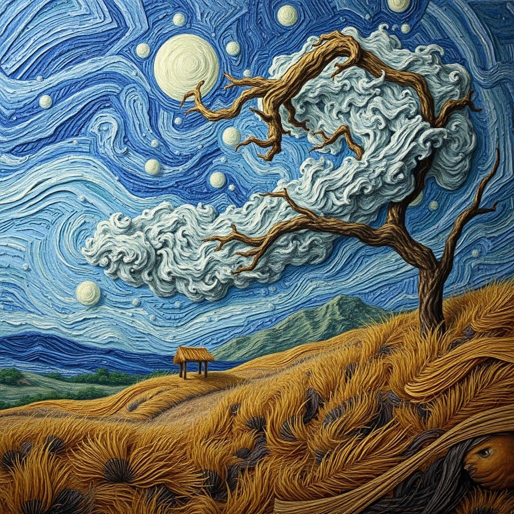 Hyperdetailed Surrealism of Wild Winds as Impasto Painting