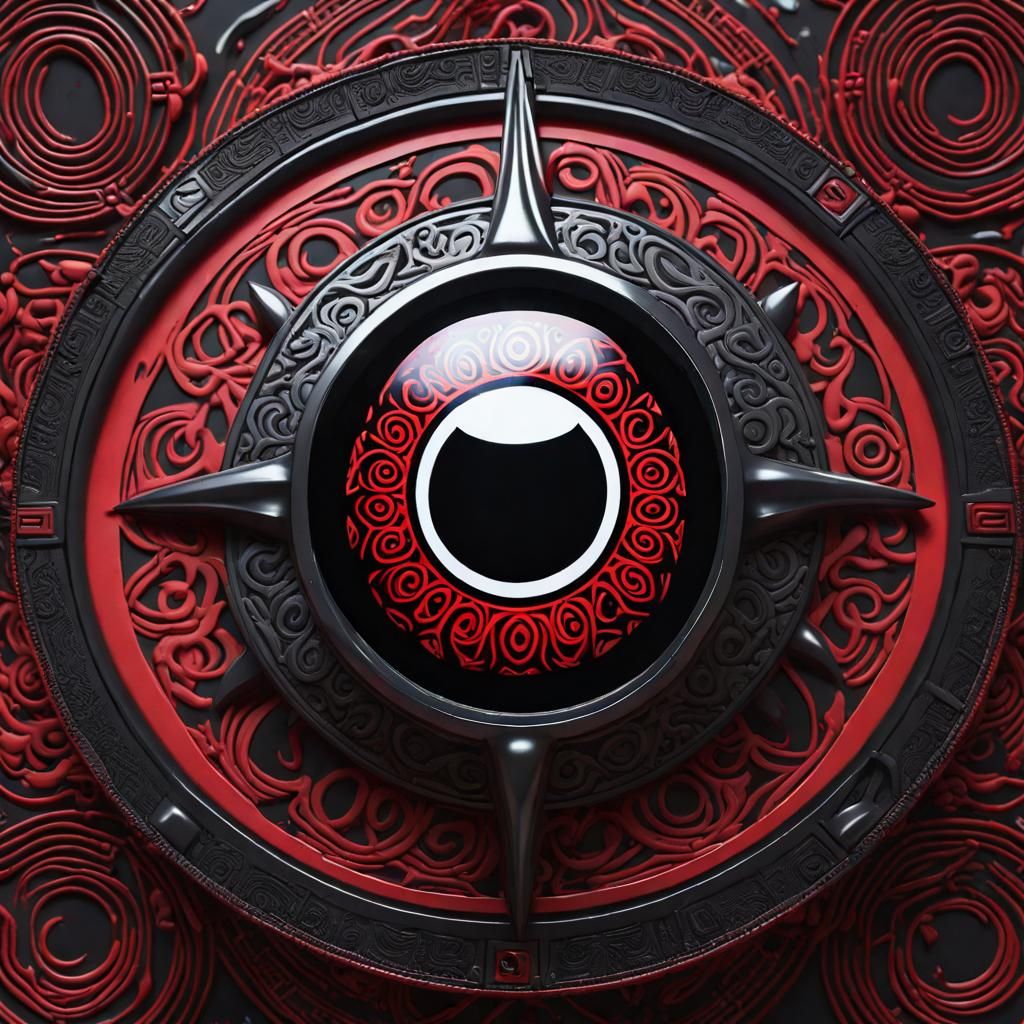 Detailed Mangekyō Sharingan Eye in Hyperrealistic Splash Art