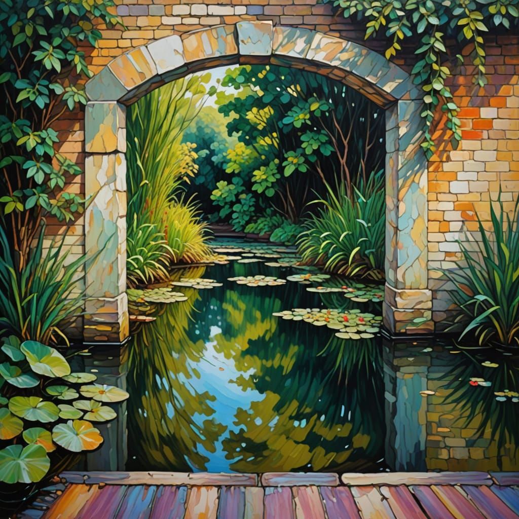 Doorway into a pond surface