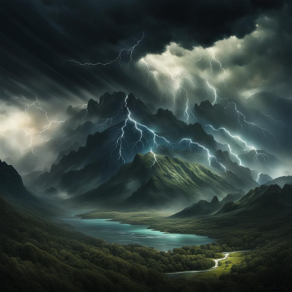 Dramatic Storm Over Mountain Landscape
