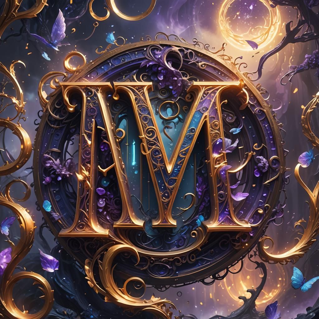 Glowing Intertwined Letters in Fantasy Art Style