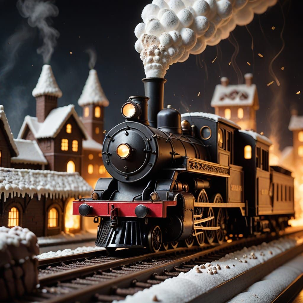 Chocolate Steam Train in Dessert Landscape
