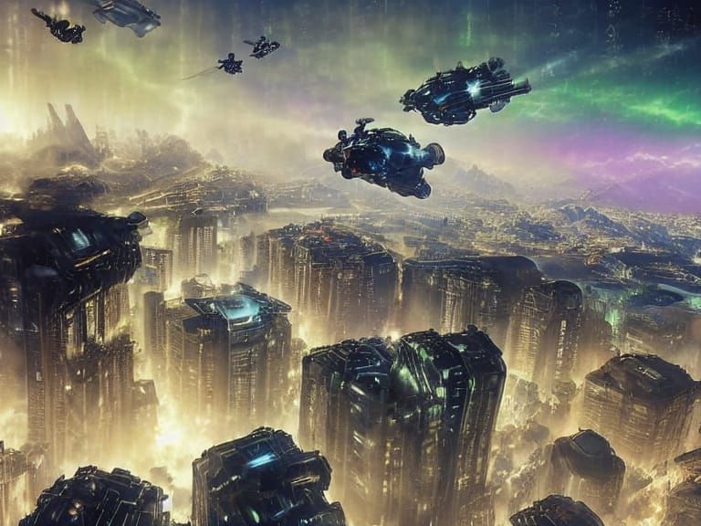 Cyberpunk City Street at Night in Neon Glow