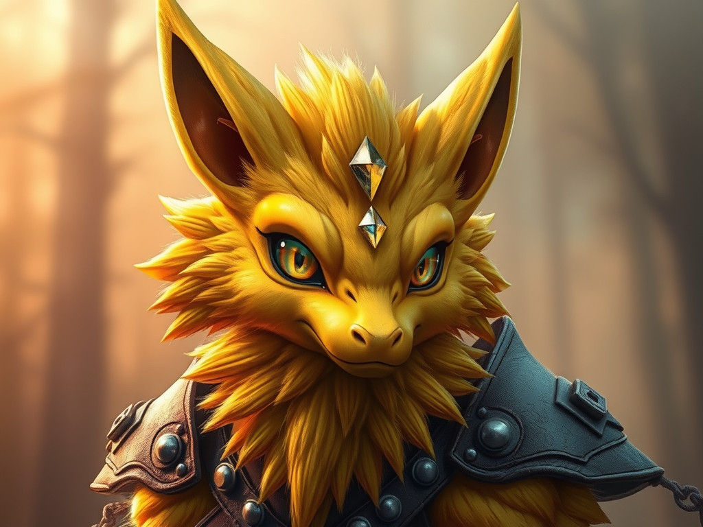 Realistic Pokemon Abra in Art Nouveau Style