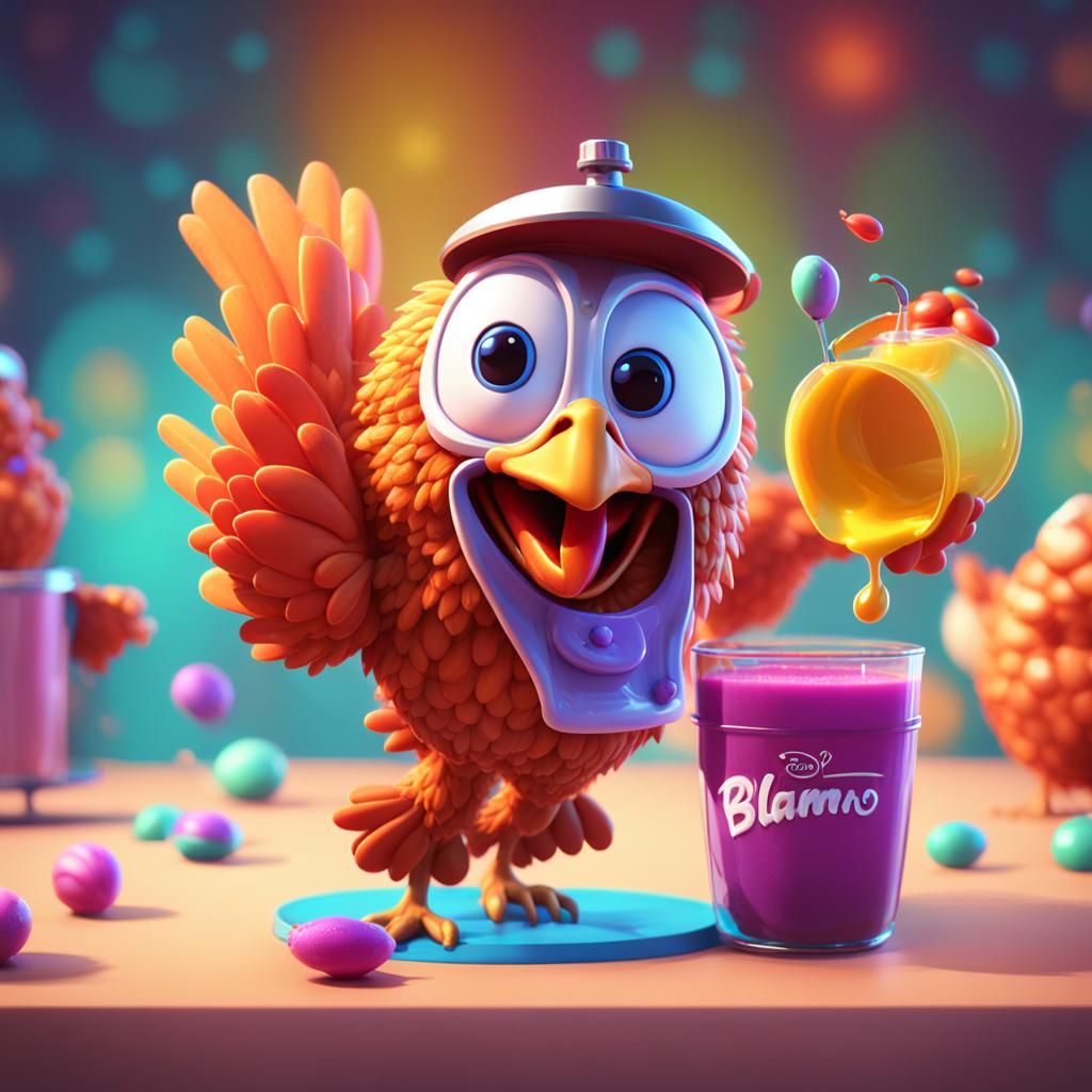Happy Fun Time Chicken Juicer in Pixar Style