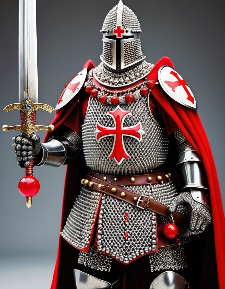 Beaded Templar Knight with Dripping Red Beads