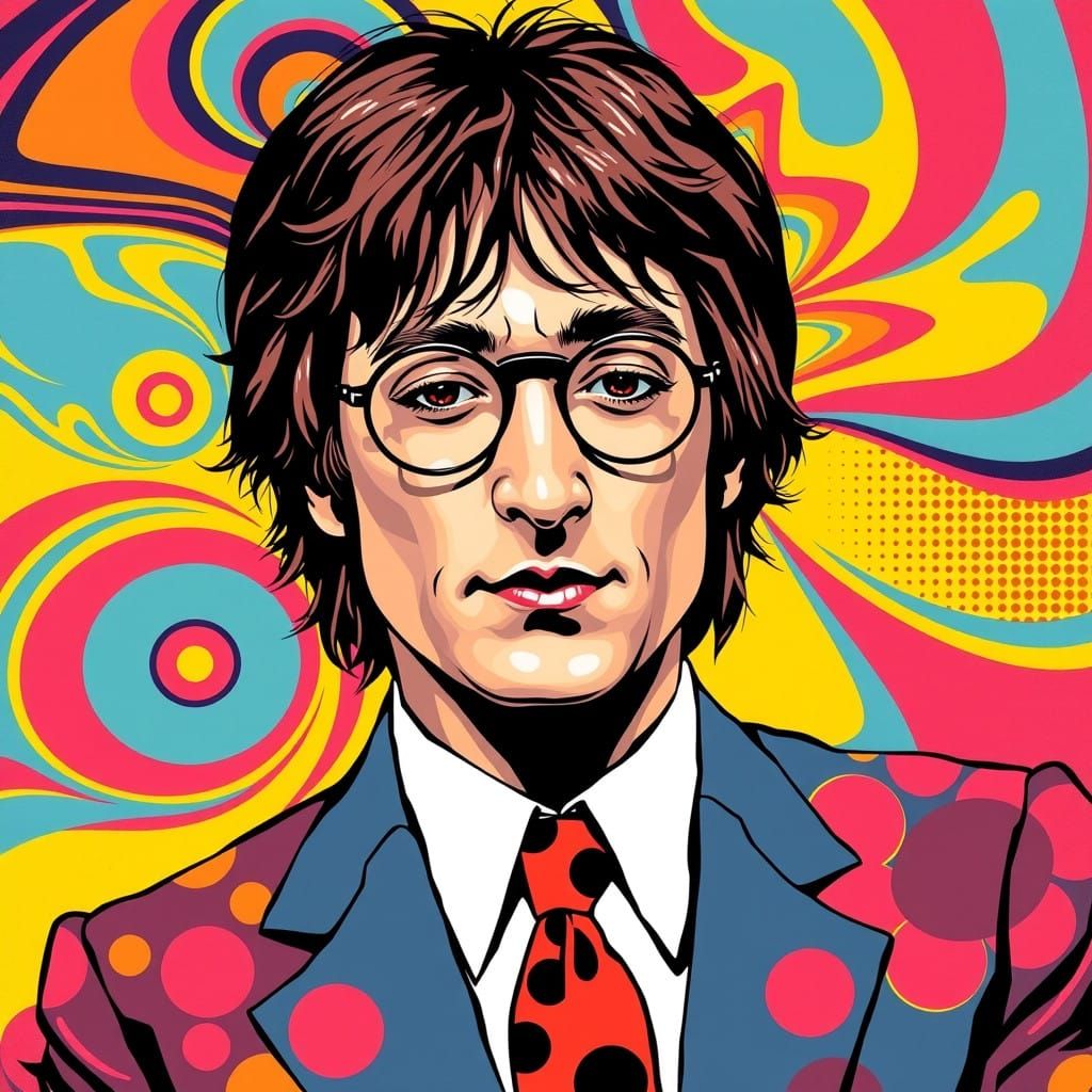 Psychedelic John Lennon in Pop Art Style