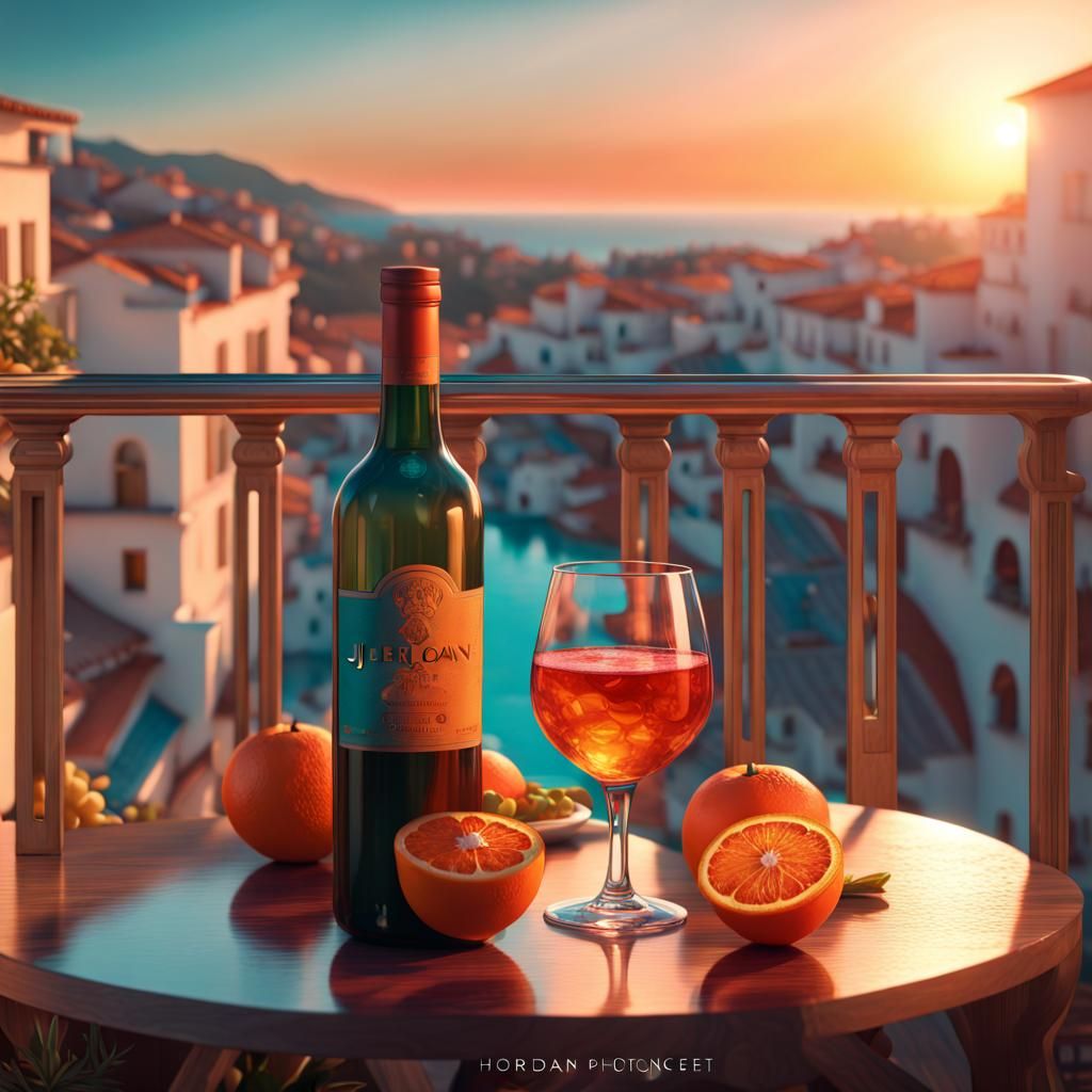 Balcon de Europe Sunset in Art Nouveau Style