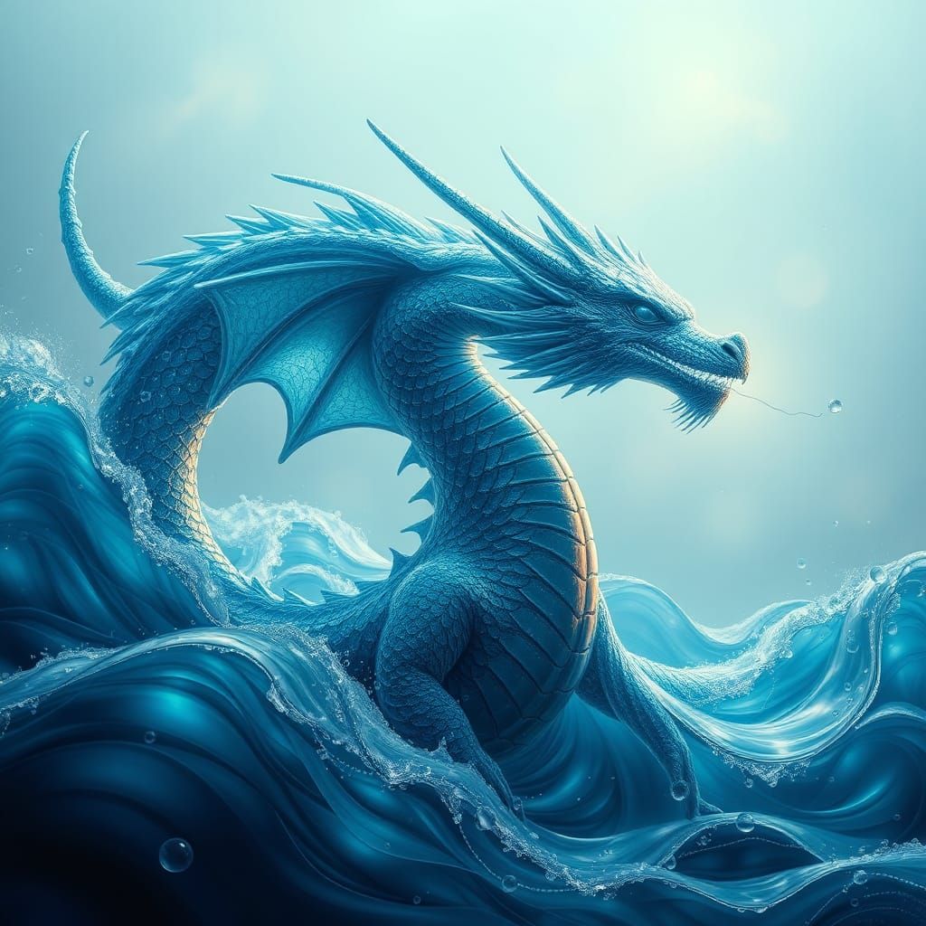 Aquatic Dragon Made of Ocean Waves