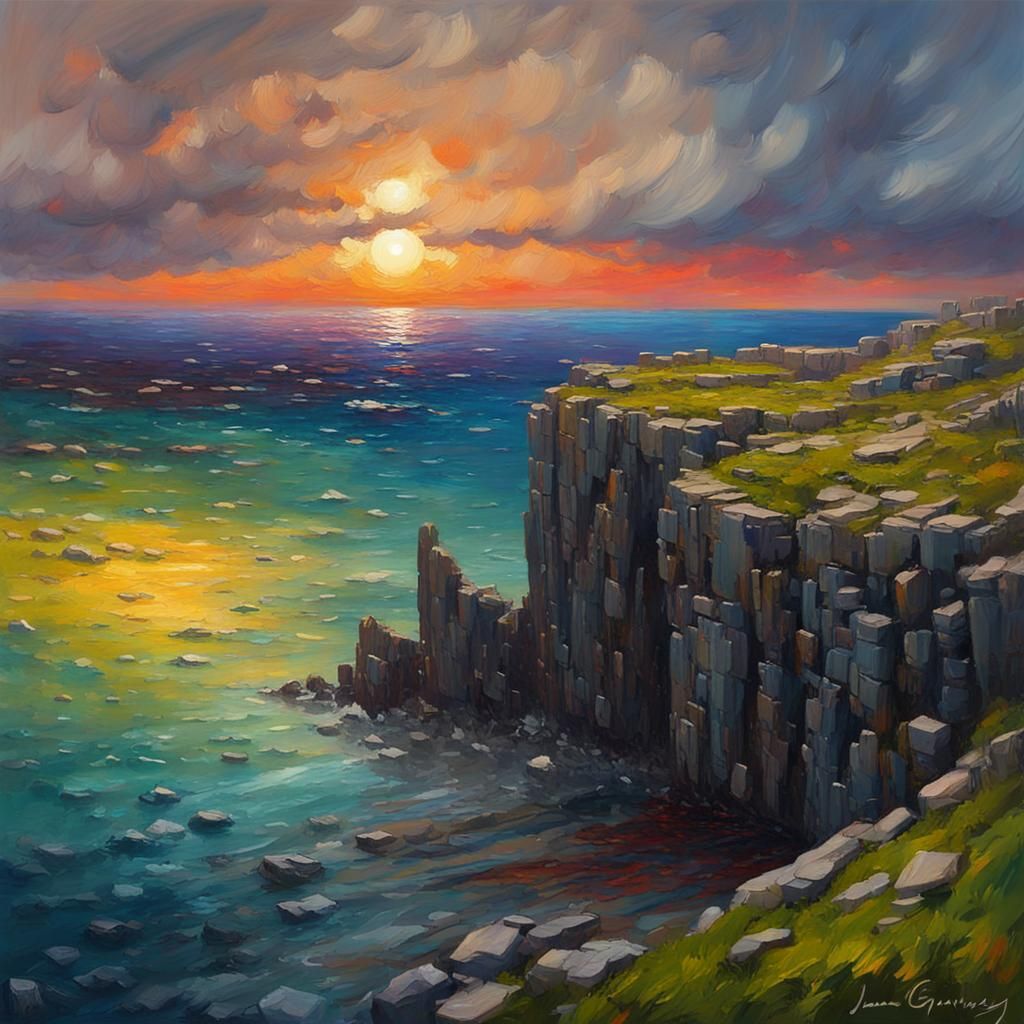 Aran Islands Sunset: Impasto Oil Painting