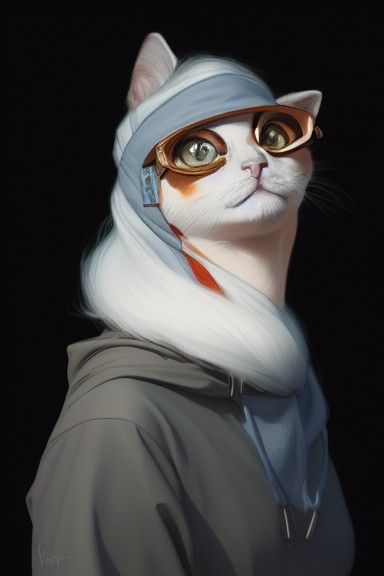 Detailed Portrait of Anthropomorphic Cat Girl