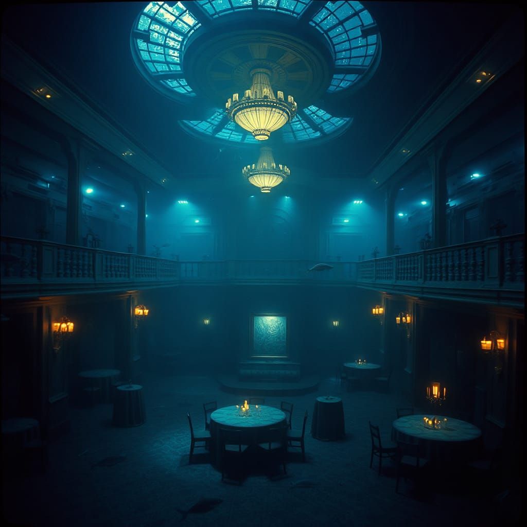 Sunken Cruise Ship Ballroom in Cinematic Style