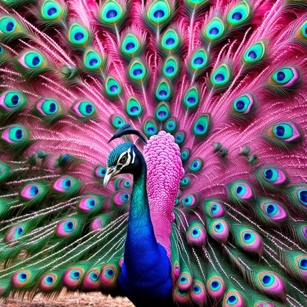 Peacock in Pink Dreams Farm, HDR Photo
