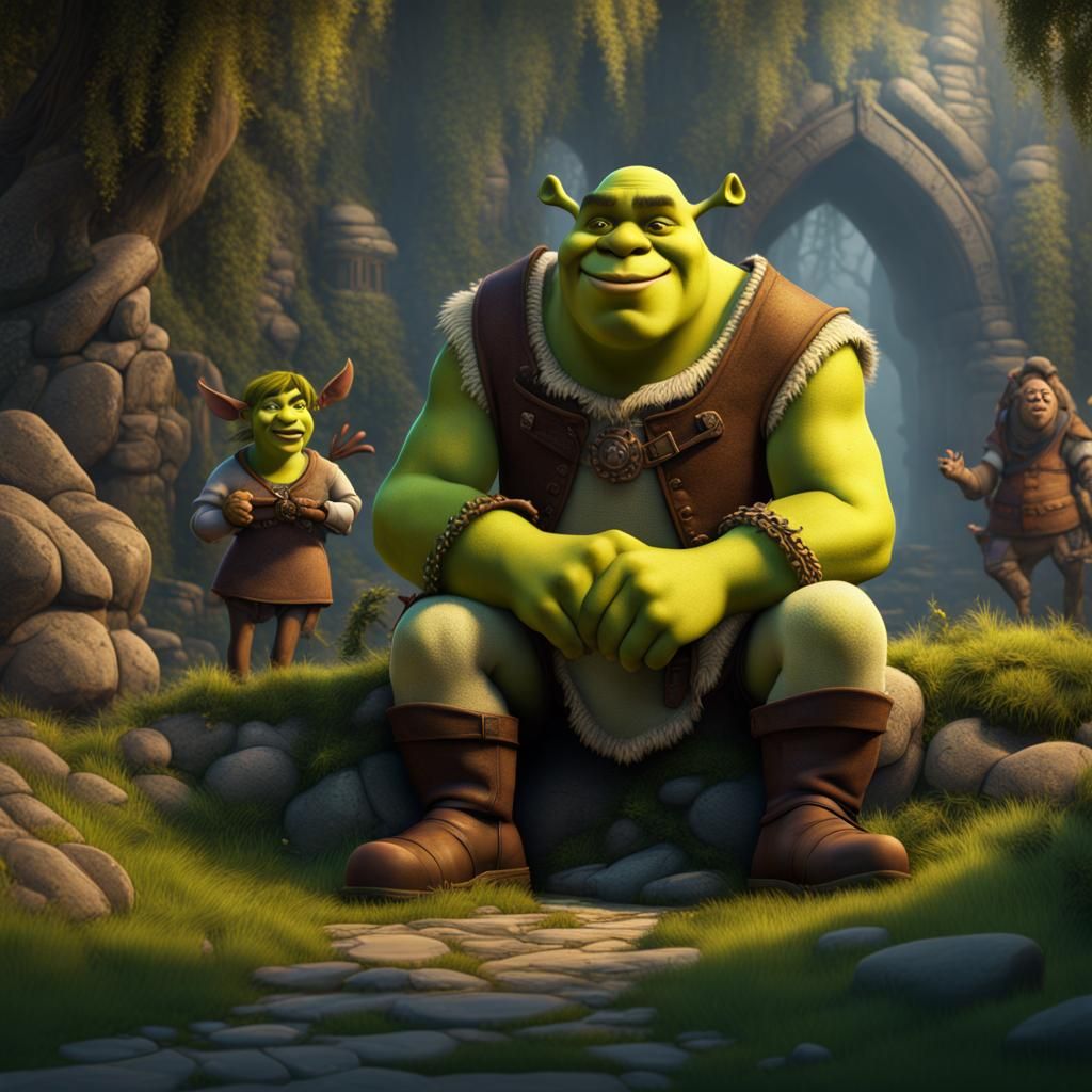Teenage Shrek as Detailed Fantasy Concept Art