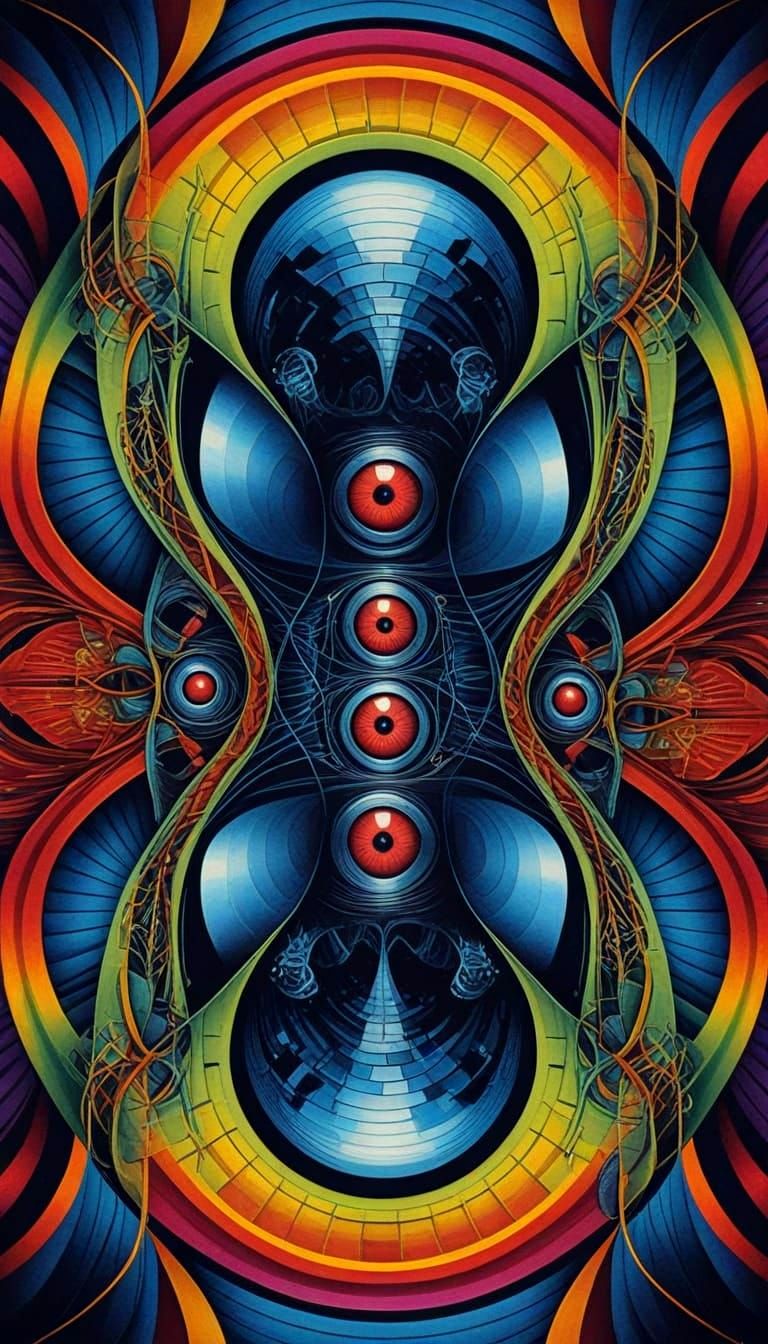 Vibrant Optical Illusion of DNA Aliens in DMT Dimension