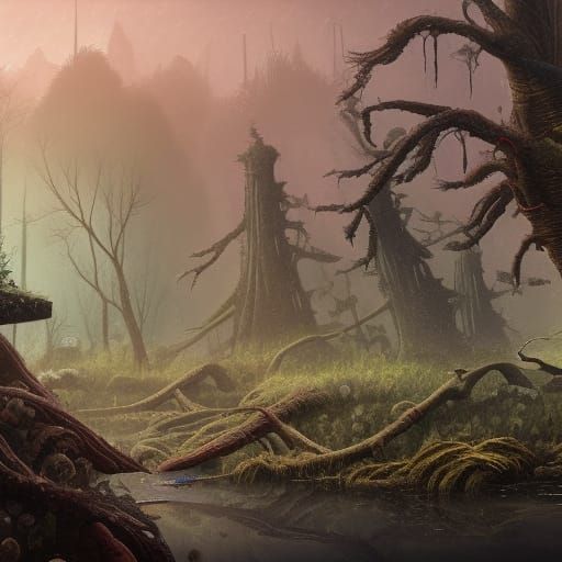 Post-Apocalyptic Stream with Fish in Mud