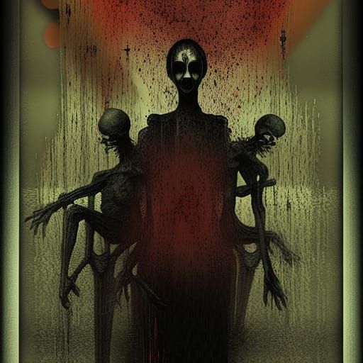 Disturbing Horror Glitch Art in Junji Ito Style