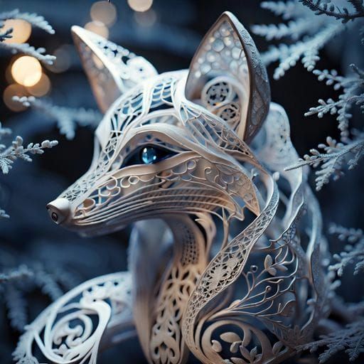 Lace Fox in Forest: High-Quality CGI Image
