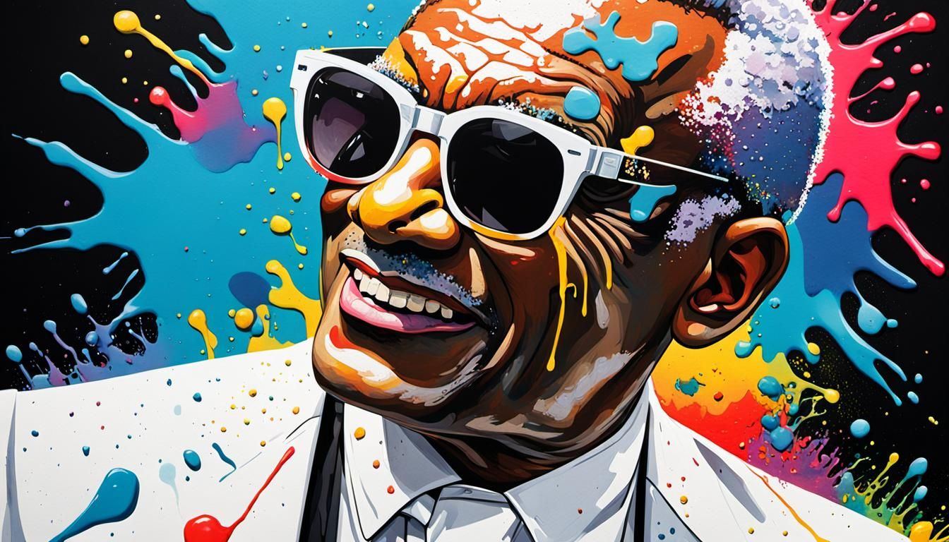 Ray Charles in Pop Art Style with Acrylic Paint