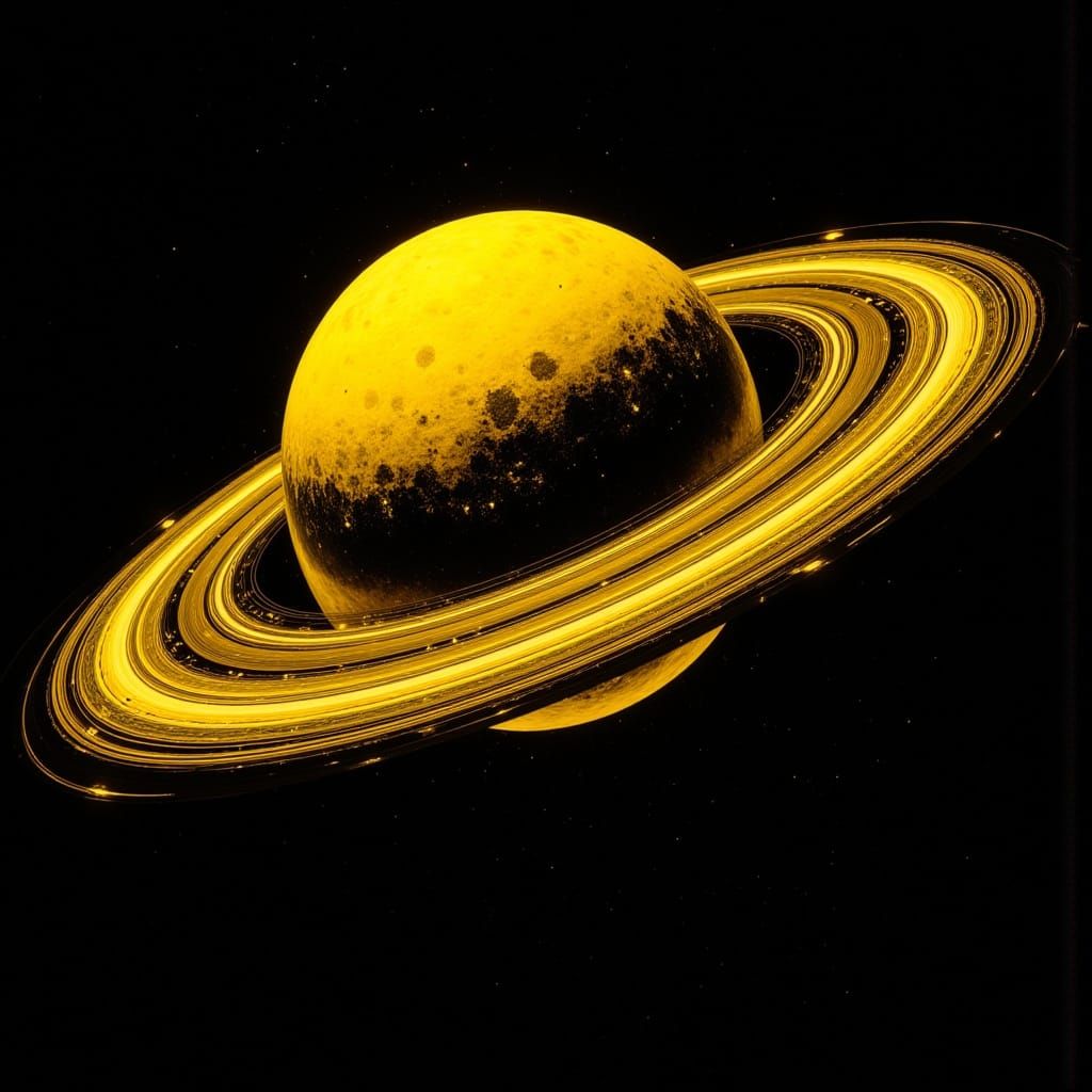 Vibrant Saturn with Twelve Rings in Sci-Fi Style
