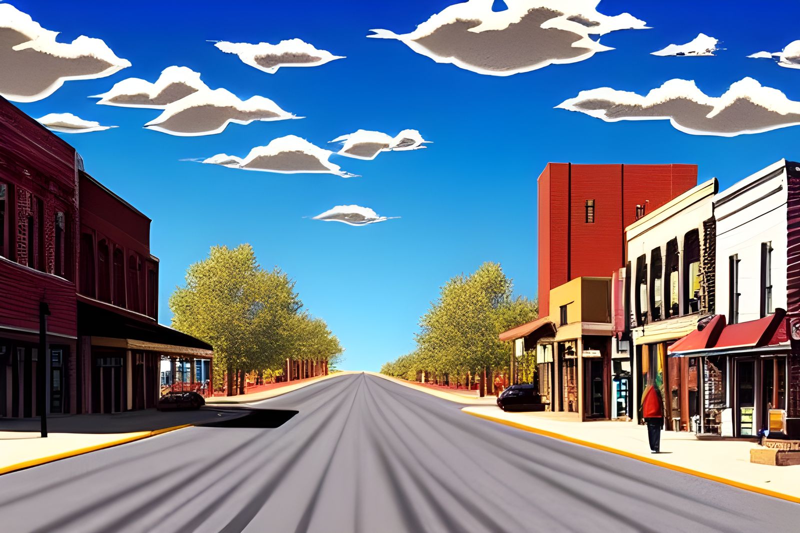 Hyperrealistic Main Street in Midwestern Town