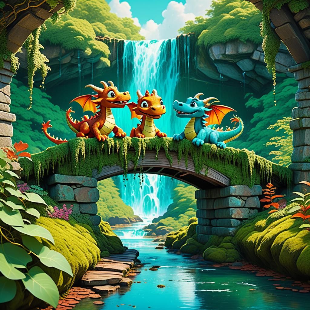 whimsical comic cartoon style, close-up of three adorable pl...