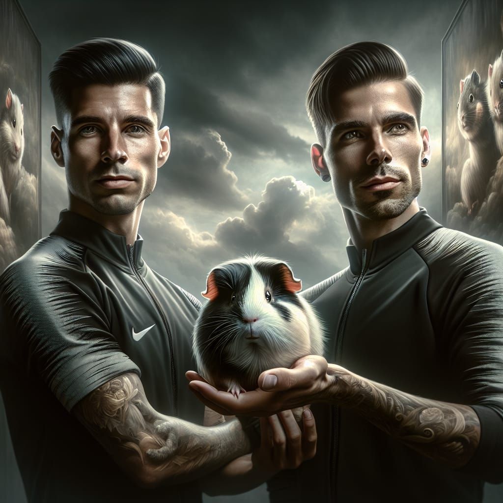 Soccer Stars Pose with Guinea Pig: Digital Matte Painting
