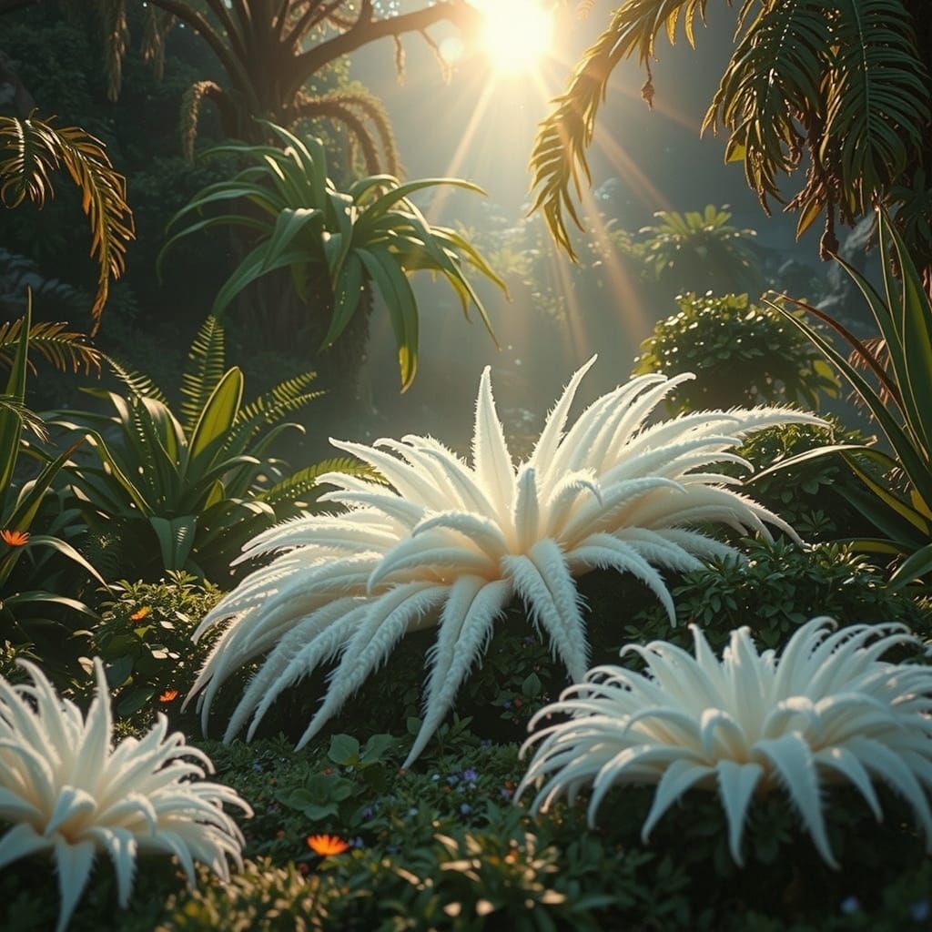 Bioluminescent Landscape Floats in Alien Jungle