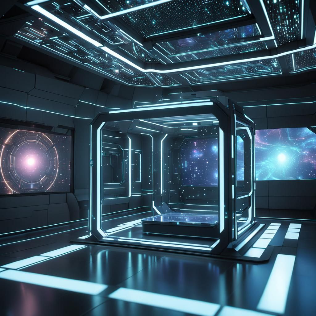 Futuristic Simulation Chamber in Hyperrealistic Digital Art