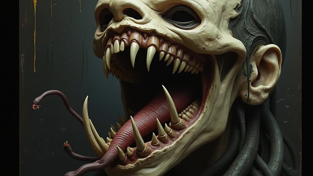 Demonic Woman with Snakes, in Dark Biomechanical Style