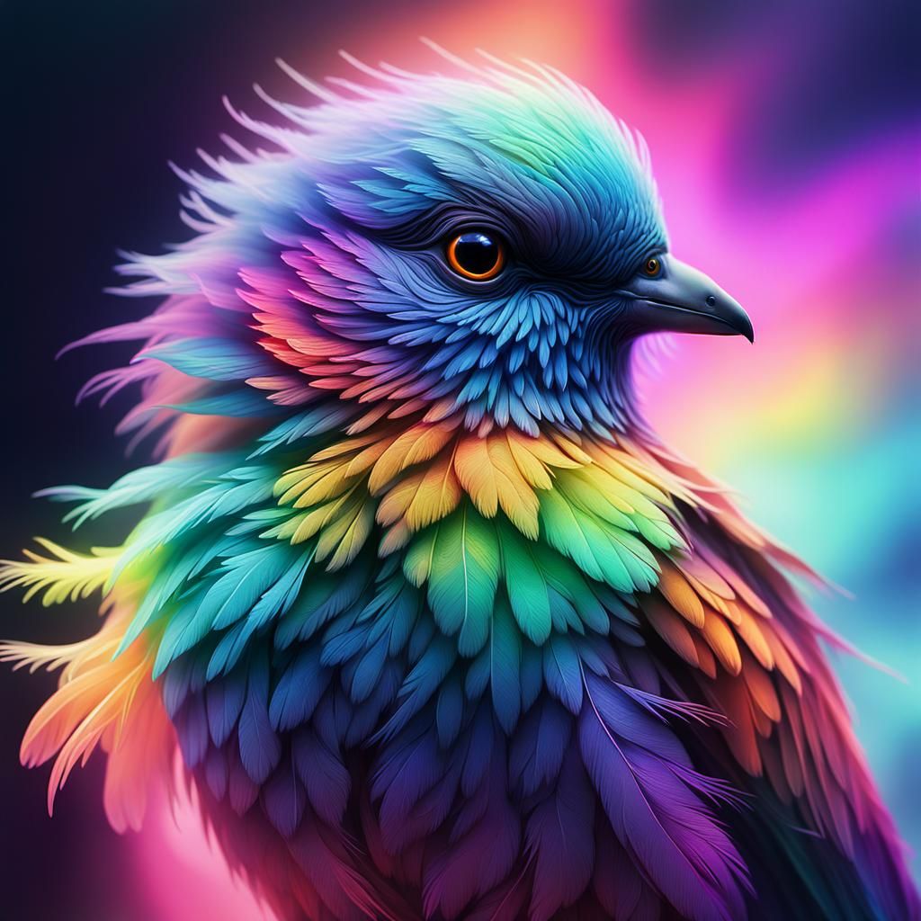 Bird Emerging from Fluorescent Gas in Neon Style
