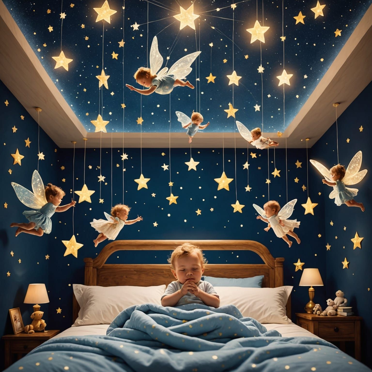Floating Mattresses with Sleeping Babies and Fairies