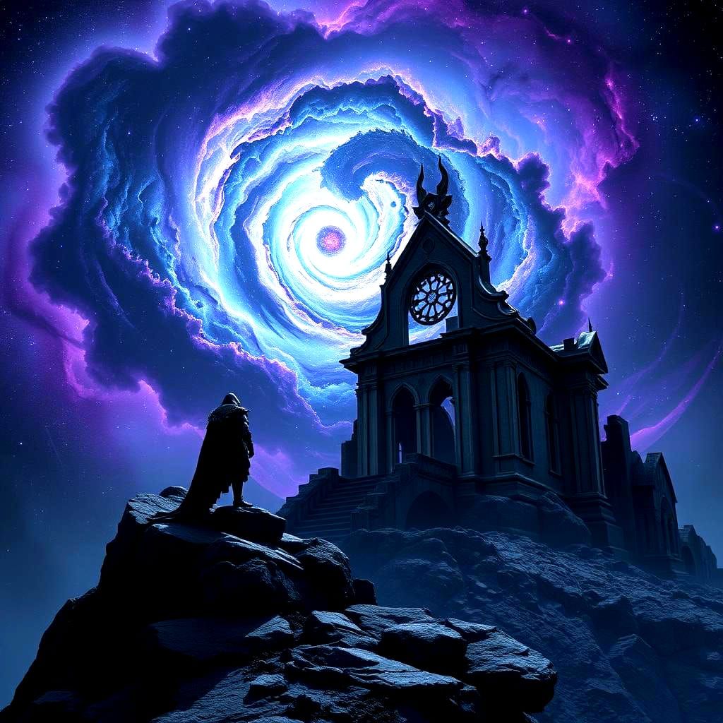 Cosmic Metal Album Cover Art in Dark Style